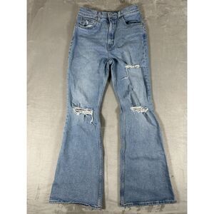 Levi's Women's 70s High Flare Jeans Distressed Light Wash Blue Size 28
